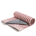 Koc piknikowy z kieszonką, mata do zabawy XXL 180x190 - STRIPES PINK / La Millou