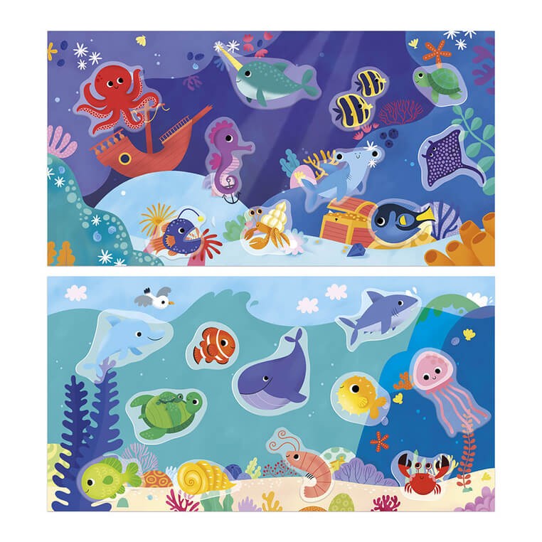 Zestaw kreatywny Grube naklejki wielorazowe My arts & crafts Ocean 18m+ / Janod