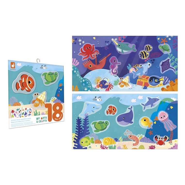 Zestaw kreatywny Grube naklejki wielorazowe My arts & crafts Ocean 18m+ / Janod