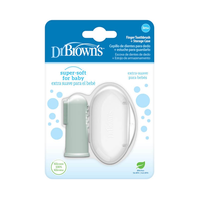 Silikonowa szczoteczka do mycia zębów i masażu dziąseł z pudełkiem - zielona / Dr. Brown's