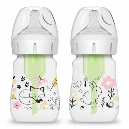 USZKODZONE OPAKOWANIE: 2 szt. butelek do karmienia niemowląt 150 ml, szeroka szyjka - las  /  Dr Brown's