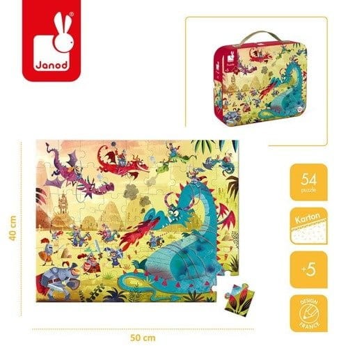 Puzzle w walizce Smoki 54 elementy 5+ / Janod
