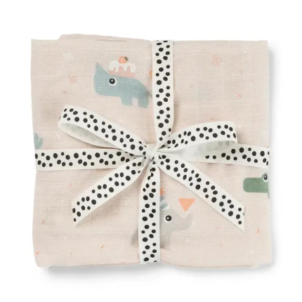 Otulacz kocyk bawełniany 120x120cm Celebration Powder / Done by Deer