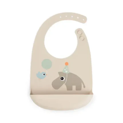 Śliniak silikonowy z kieszonką Celebration Sand / Done by Deer