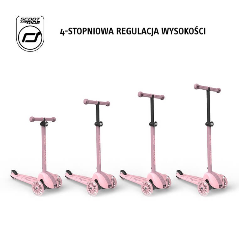 Highwaykick 3S Hulajnoga z systemem sterowania 2w1 i kółkami LED składana 3+ Rose / Scootandride