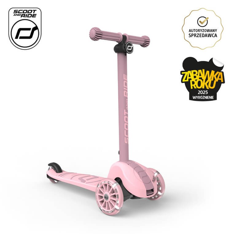 Highwaykick 3S Hulajnoga z systemem sterowania 2w1 i kółkami LED składana 3+ Rose / Scootandride