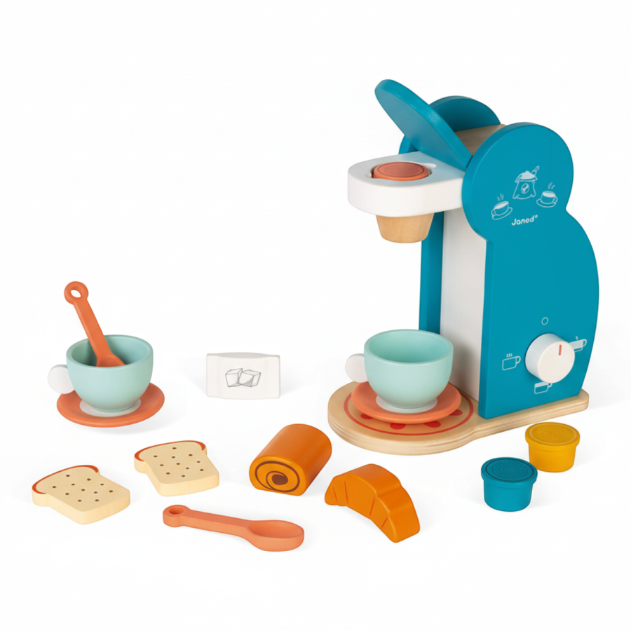 Drewniany zestaw śniadaniowy z ekspresem do kawy / Janod