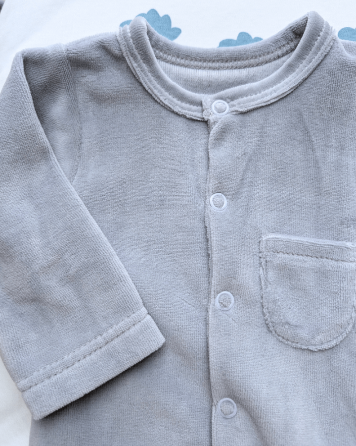 Pajacyk welurowy GREY / Pink no more