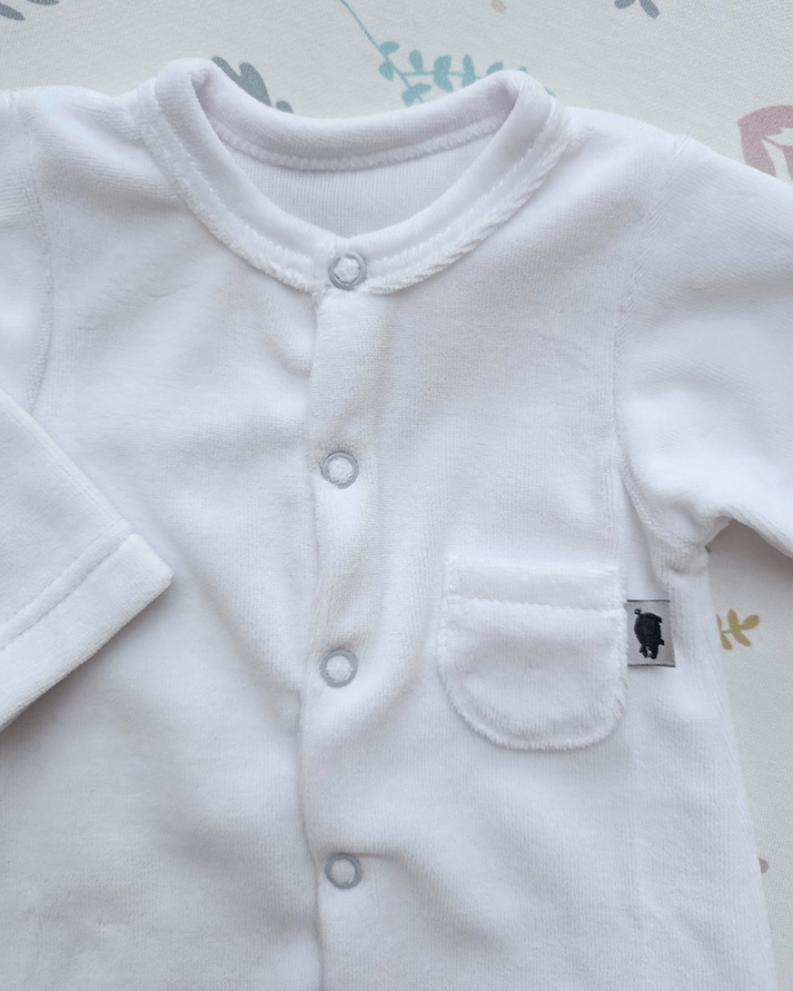 Pajacyk welurowy WHITE / Pink no more