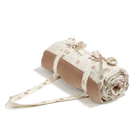 Koc piknikowy z kieszonką, mata do zabawy XXL 180x190 - BANDANA CREAM / La Millou