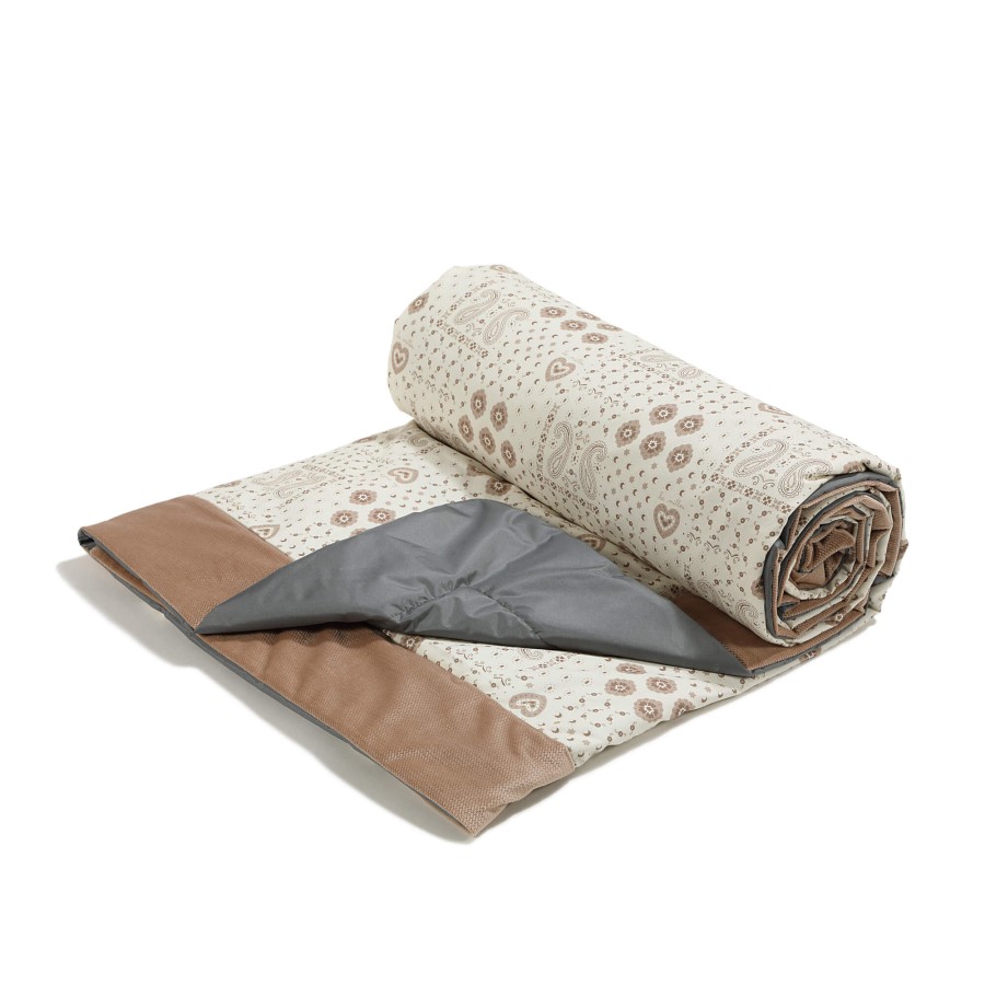 Koc piknikowy z kieszonką, mata do zabawy XXL 180x190 - BANDANA CREAM / La Millou