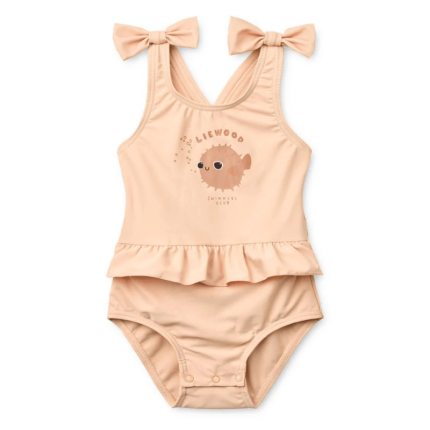 Jednoczęściowy kostium kąpielowy z falbanką Amara - apple blossom / Liewood