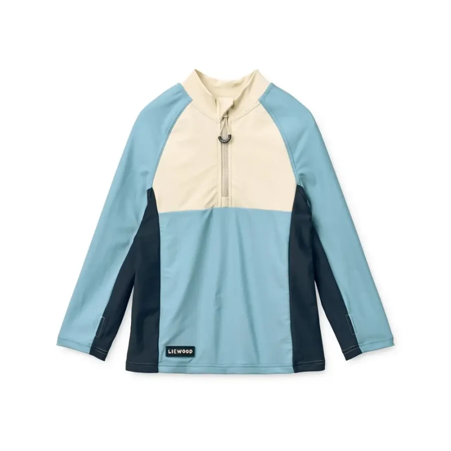 Sportowa koszulka kąpielowa UV z długim rękawem Oluf - Beach blue mix / Liewood