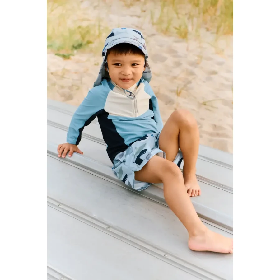 Sportowa koszulka kąpielowa UV z długim rękawem Oluf - Beach blue mix / Liewood