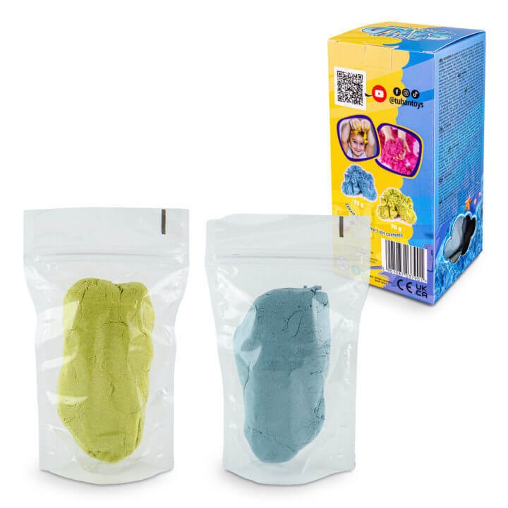 Zestaw Fluffy Sand puszysty piasek żółty & niebieski 2 x 70 g / Tuban