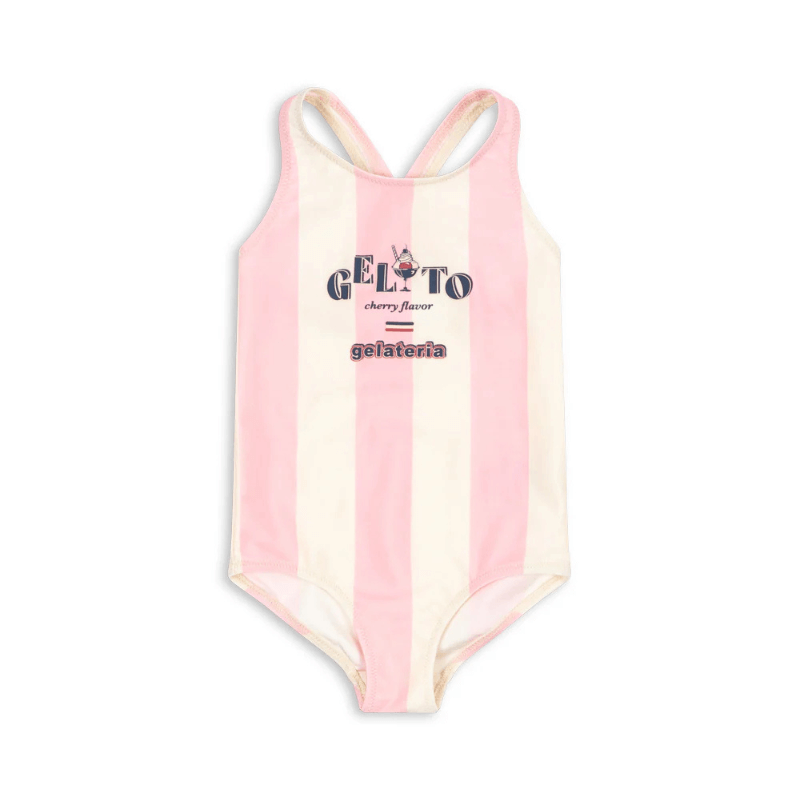 Jednoczęściowy strój kąpielowy Pomia - candy rose stripe / Konges slojd
