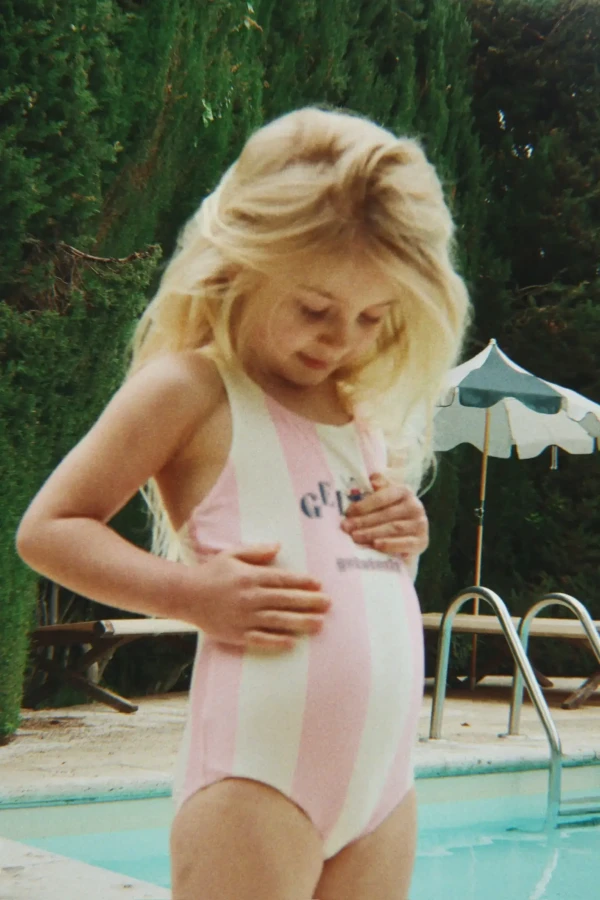Jednoczęściowy strój kąpielowy Pomia - candy rose stripe / Konges slojd