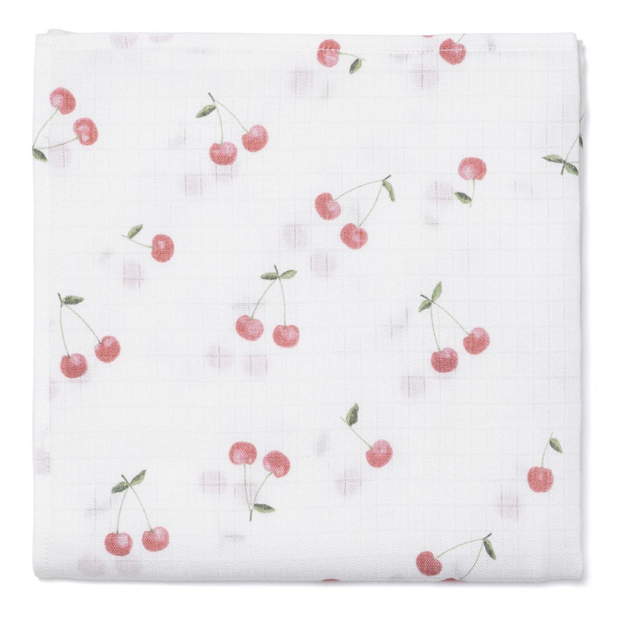 Pieluszka muślinowa 50x50 cm - CHERRIES / Pink no More