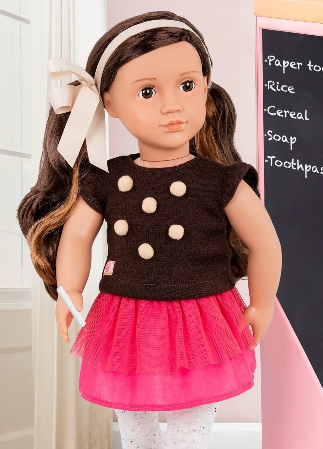 Lalka AVIA 46cm - Brunetka w bluzce z pomponikami / OurGeneration