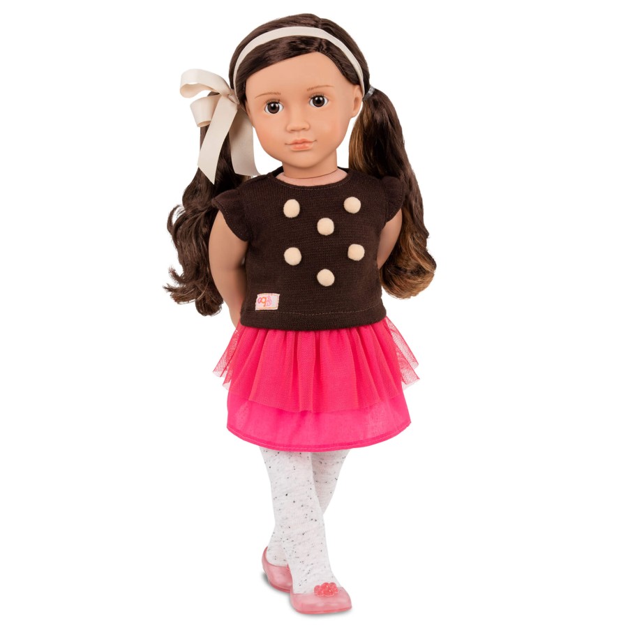 Lalka AVIA 46cm - Brunetka w bluzce z pomponikami / OurGeneration
