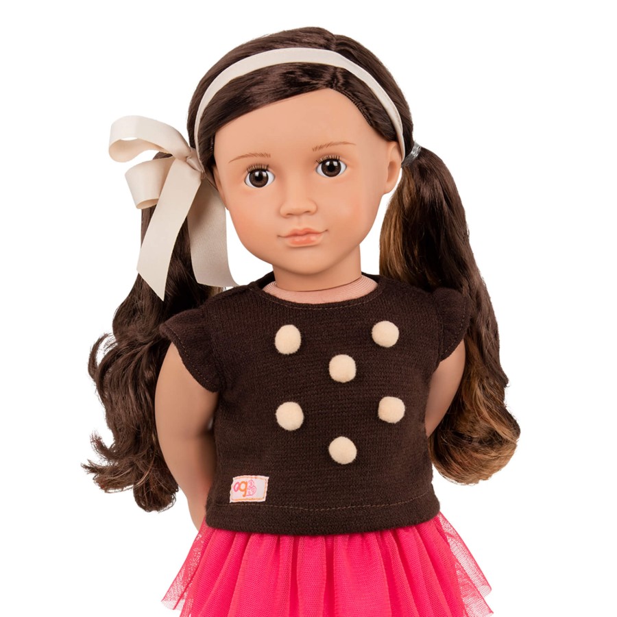 Lalka AVIA 46cm - Brunetka w bluzce z pomponikami / OurGeneration
