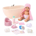 Lalka niemowlę z wanną, nocnikiem i akcesoriami do pielęgnacji - Baby Lacy & Bathtime Set / OurGeneration