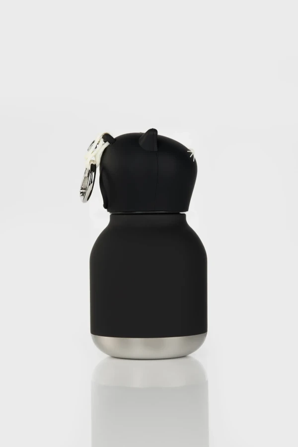 Butelka termiczna ze słomką Mini Bestie, 200 ml - Czarny Kot / Asobu