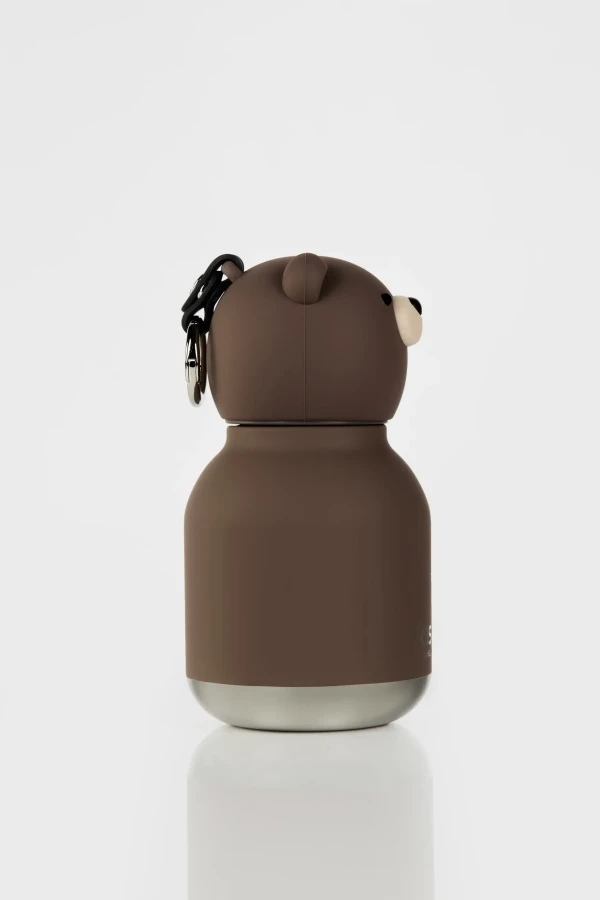 Butelka termiczna ze słomką Mini Bestie, 200 ml - Brązowy Niedźwiedź / Asobu