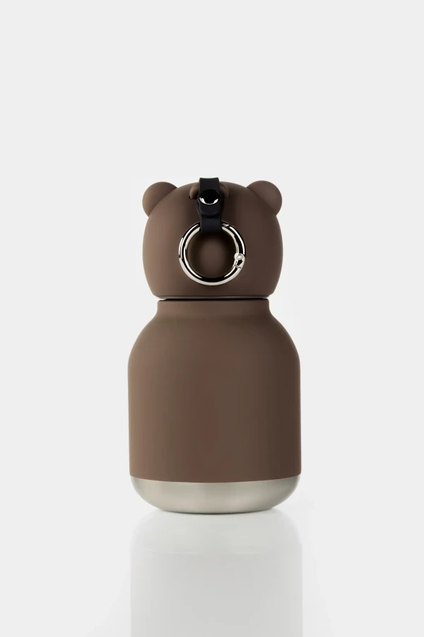 Butelka termiczna ze słomką Mini Bestie, 200 ml - Brązowy Niedźwiedź / Asobu