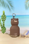 Butelka termiczna ze słomką Mini Bestie, 200 ml - Brązowy Niedźwiedź / Asobu