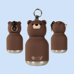 Butelka termiczna ze słomką Mini Bestie, 200 ml - Brązowy Niedźwiedź / Asobu