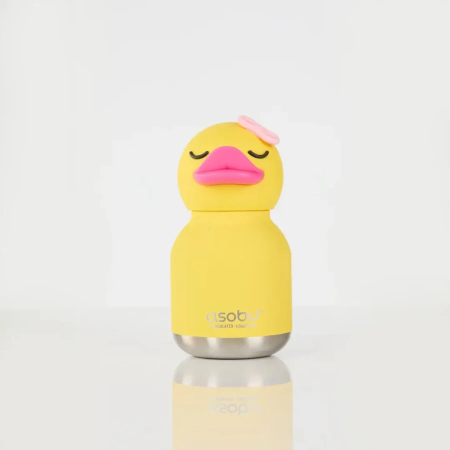 Butelka termiczna ze słomką Mini Bestie, 200 ml - Kaczuszka / Asobu