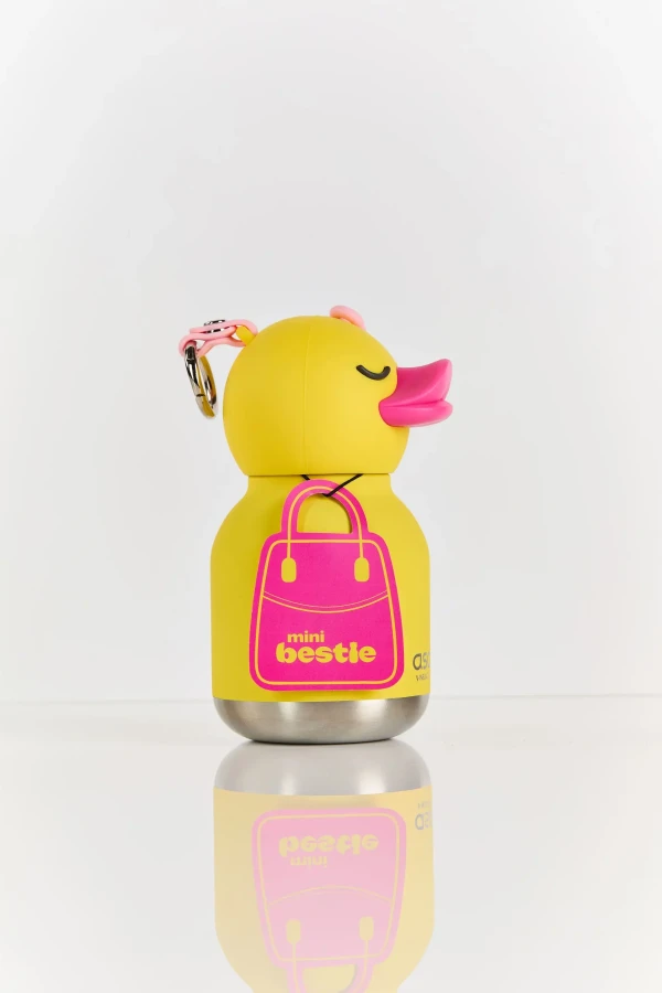 Butelka termiczna ze słomką Mini Bestie, 200 ml - Kaczuszka / Asobu