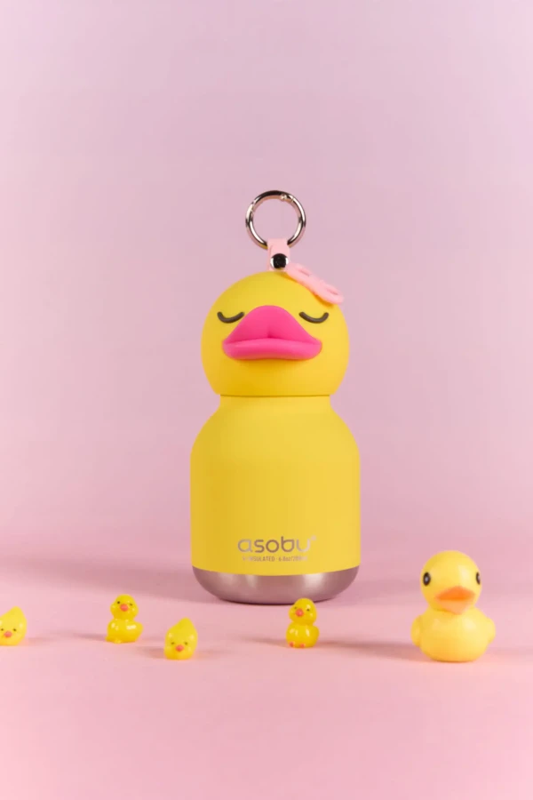 Butelka termiczna ze słomką Mini Bestie, 200 ml - Kaczuszka / Asobu
