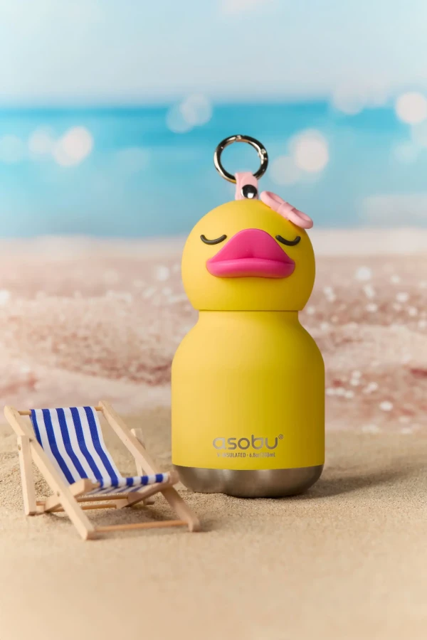 Butelka termiczna ze słomką Mini Bestie, 200 ml - Kaczuszka / Asobu