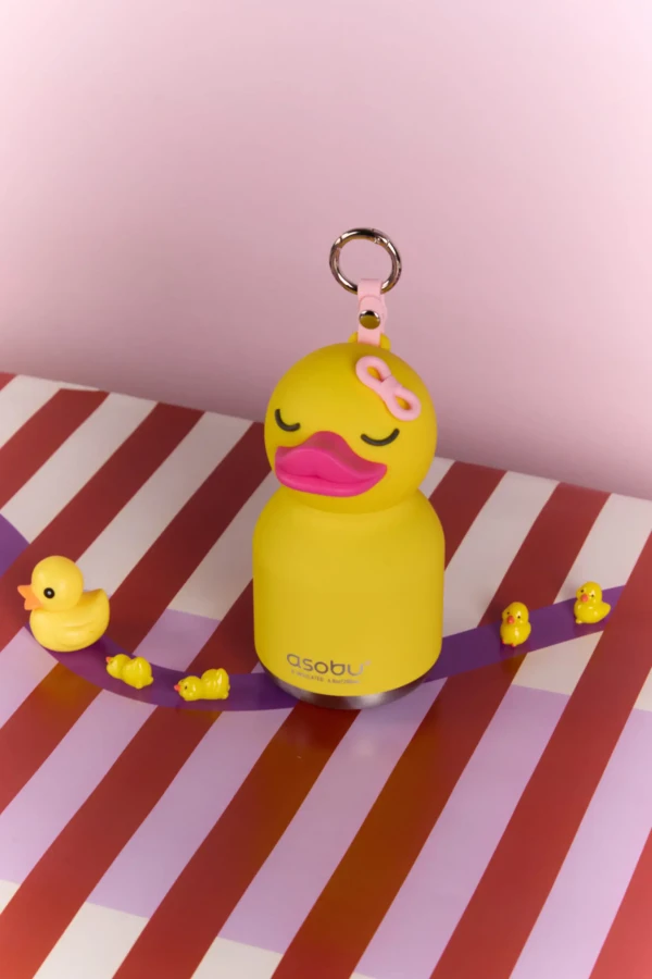 Butelka termiczna ze słomką Mini Bestie, 200 ml - Kaczuszka / Asobu