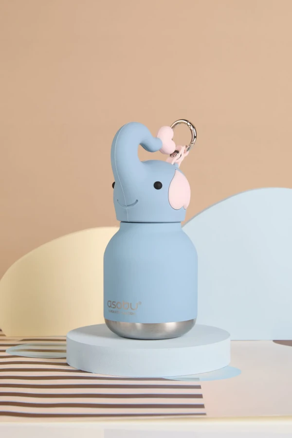 Butelka termiczna ze słomką Mini Bestie, 200 ml - Słoń / Asobu