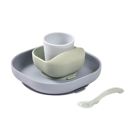 Komplet naczyń z silikonu z przyssawką Pebble / Beaba