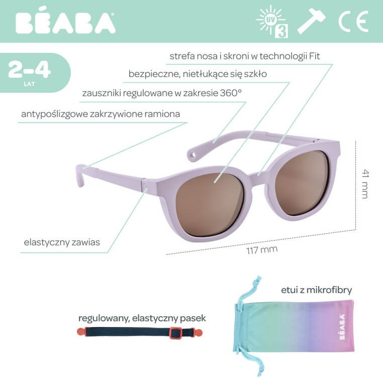 Okulary przeciwsłoneczne dla dzieci 2-4 lata Bright - Lilac / Beaba