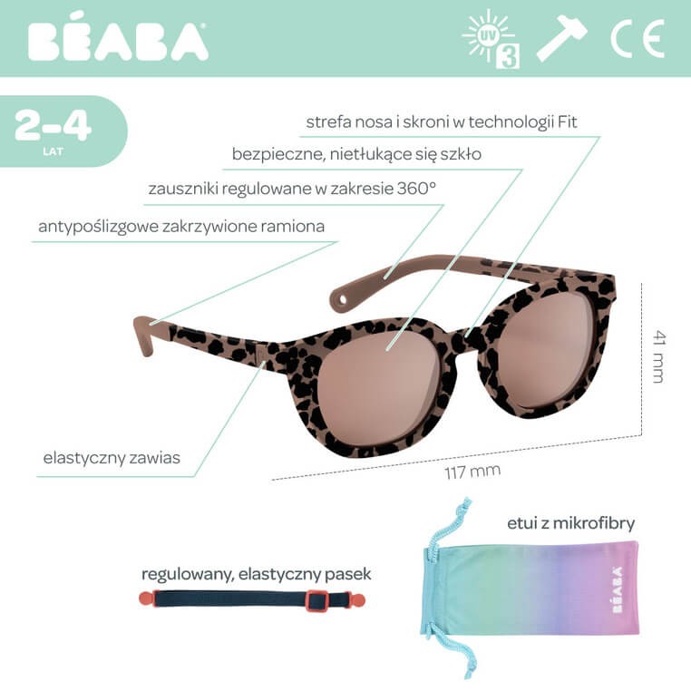 Okulary przeciwsłoneczne dla dzieci 2-4 lata Bright - Leopard Tortoise / Beaba