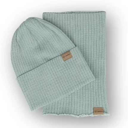 Czapka i komin wełniany PASTEL MINT / Patulove