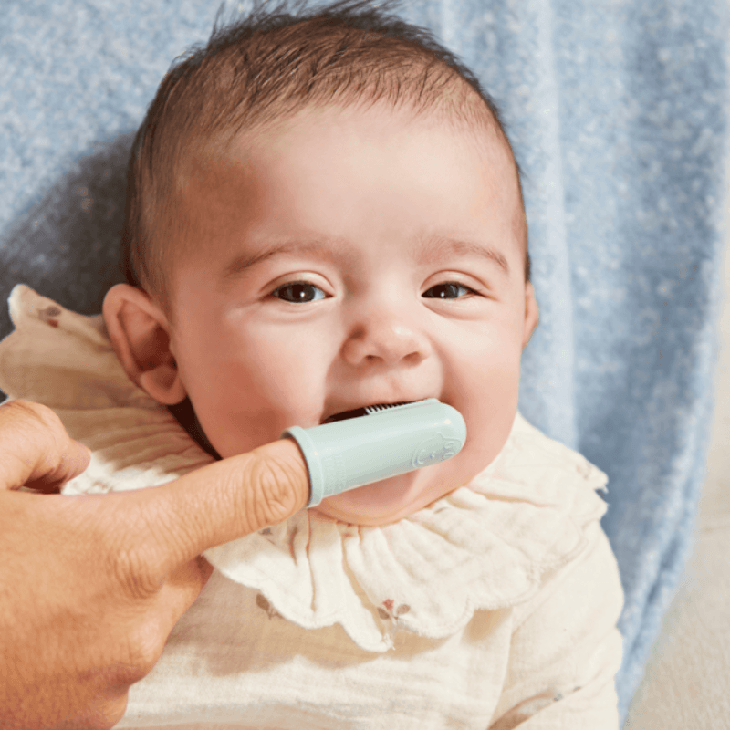 Szczoteczka dla niemowląt na palec - szara, miętowa / Matchstick Monkey