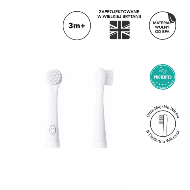 Wymienna główka do szczoteczki elektrycznej - biała / Matchstick Monkey