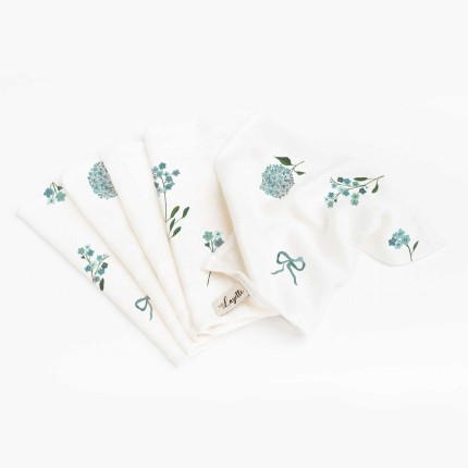 Zestaw 5 chusteczek bambusowych BLUE FLOWERS / Layette