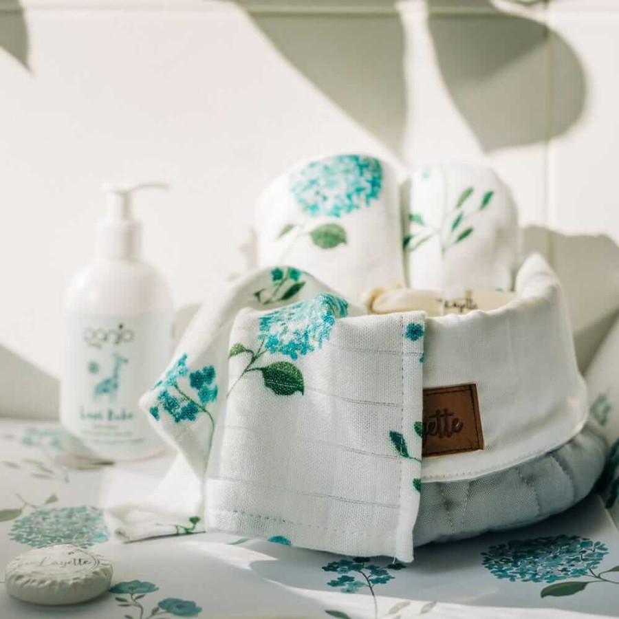 Zestaw 5 chusteczek bambusowych BLUE FLOWERS / Layette