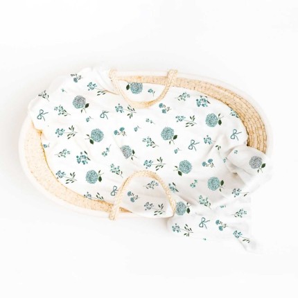 Otulacz, kocyk bambusowy BLUE FLOWERS / Layette