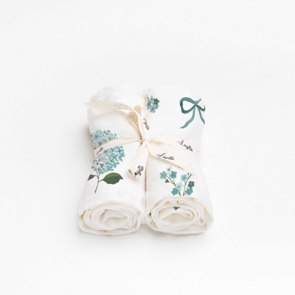Pieluszki bambusowe 2 szt. BLUE FLOWERS / Layette