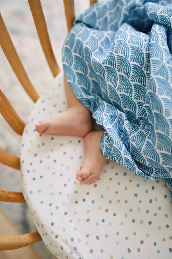 Pieluszka muślinowa 75x75 cm - BLUE OCEAN / Pink no More