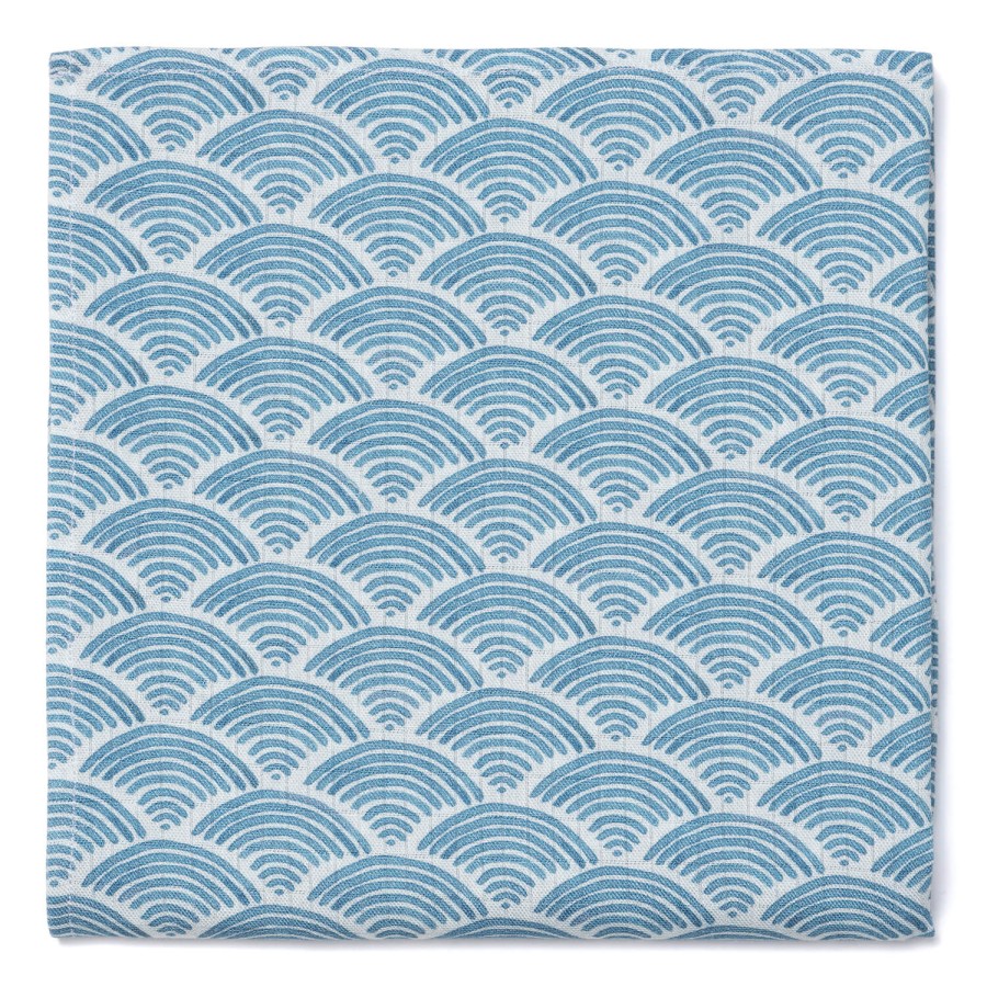 Pieluszka muślinowa 75x75 cm - BLUE OCEAN / Pink no More