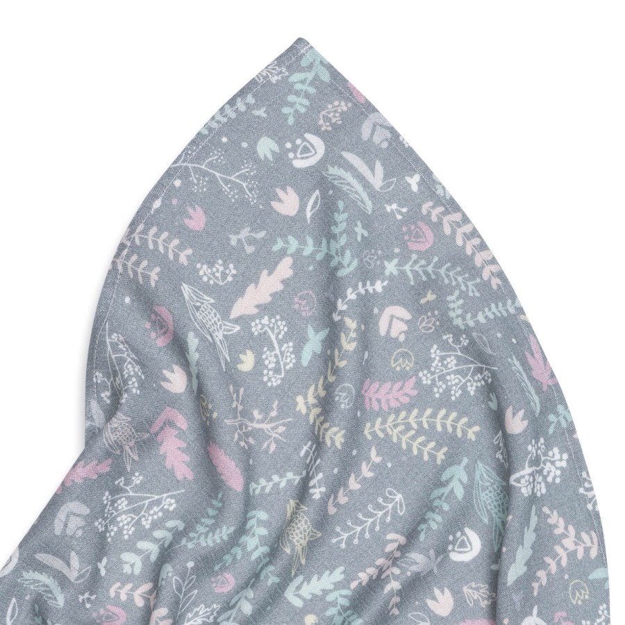 Pieluszka muślinowa 75x75 cm - BOTANIC GREY / Pink no More